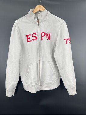 Vintage 90s ESPN Grey Red Zip Up Jacket Mens Large